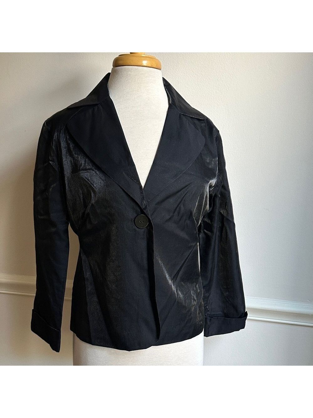 Chico's one button jacket metallic sheen 3/4 sleeves size small EUC